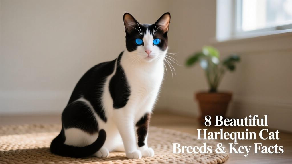 A sleek Colorpoint Shorthair with harlequin markings sitting alertly, highlighting its vivid blue eyes and elegant build
