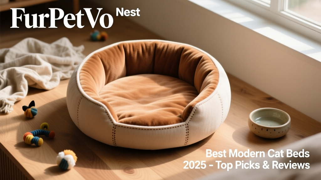 Top-down view of the FurPetVo Nest Modern Cat Bed showing its soft, rounded silhouette and plush fleece interior