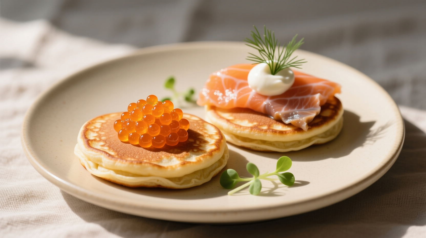 salmon and caviar blini