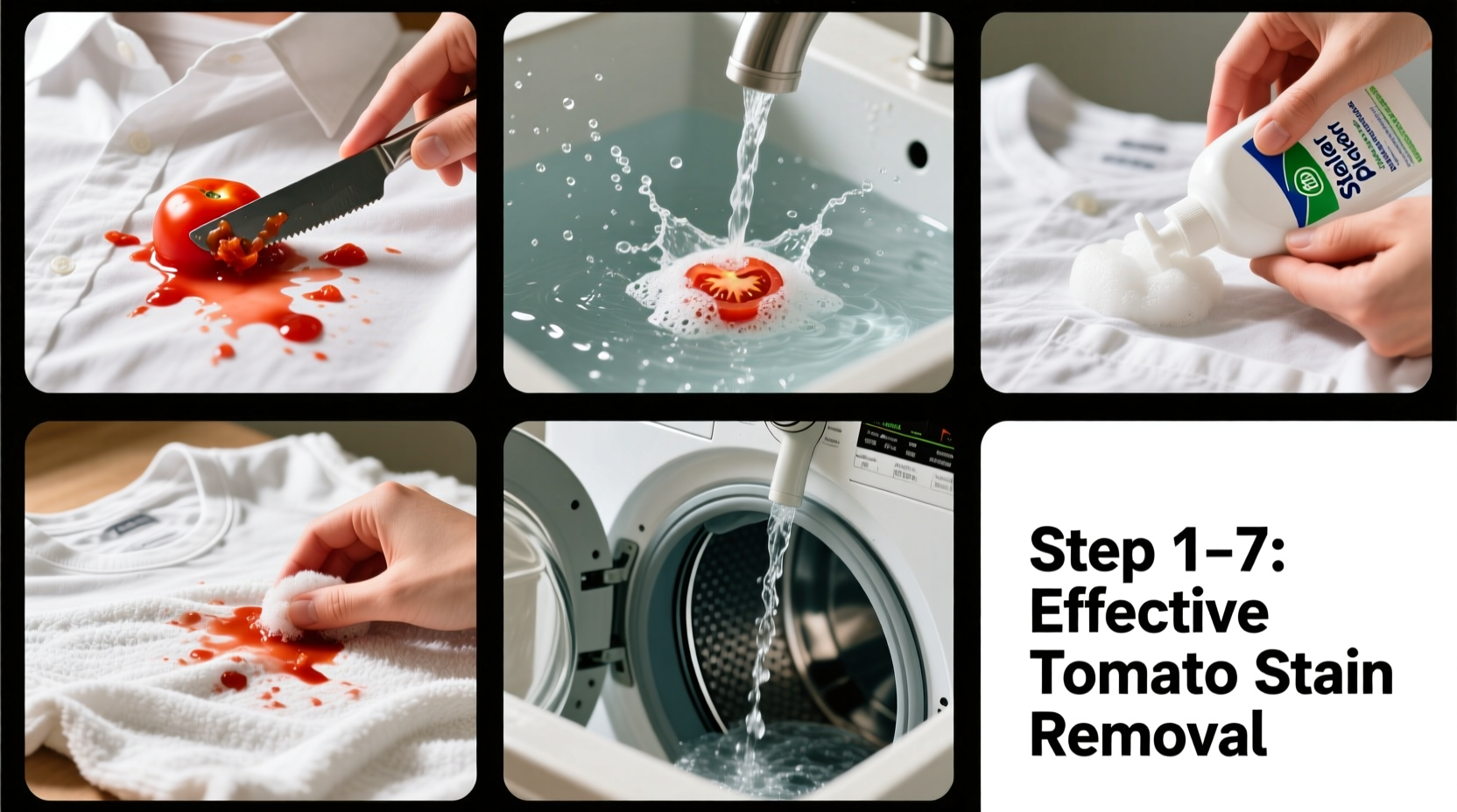 Step-by-step tomato stain removal process