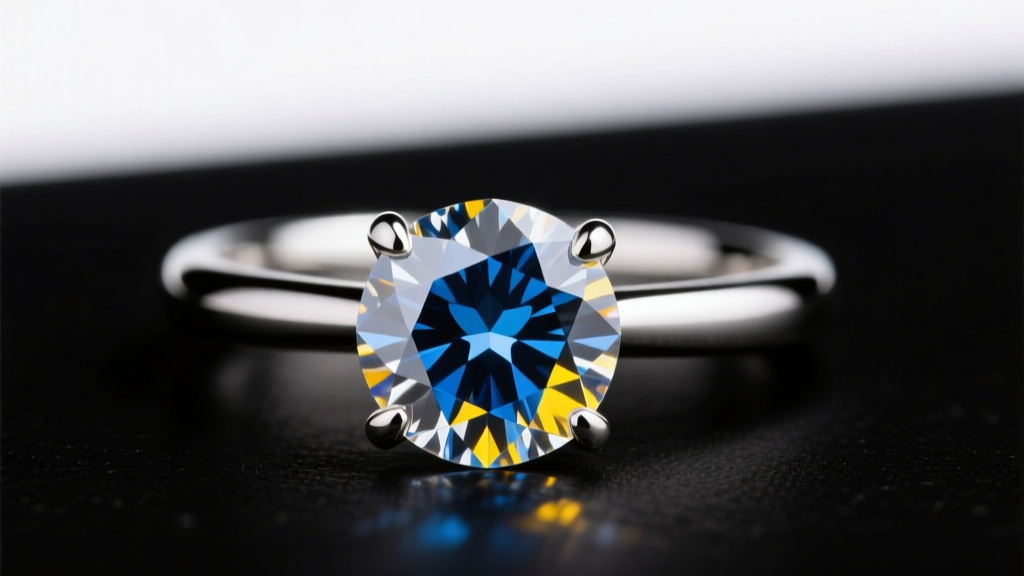 Close-up of a 10x jeweler's loupe inspecting a brilliant-cut diamond girdle for laser inscriptions under bright LED bench lighting