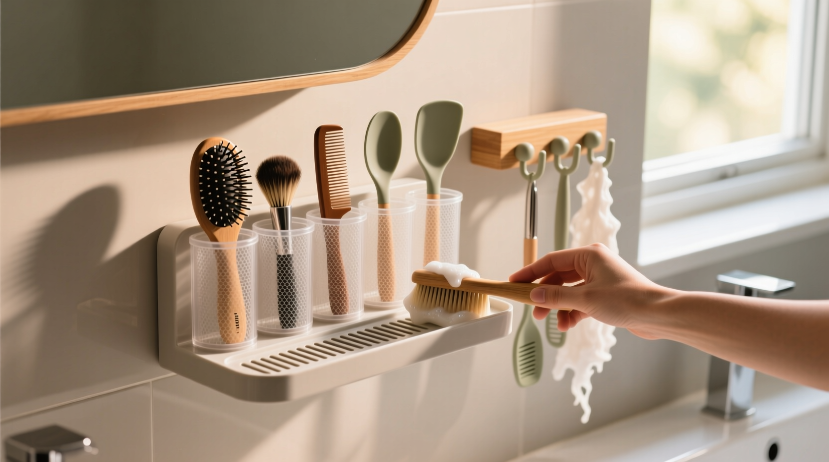 closet organization tips store sponges brushes mold free