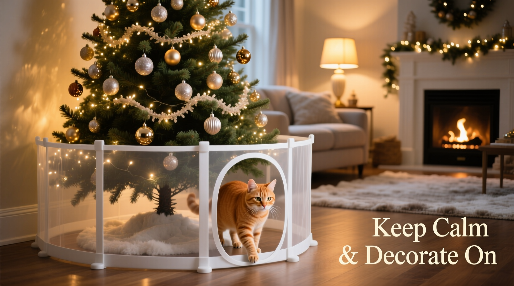 how to prevent your cat from knocking over the christmas tree without ruining decor