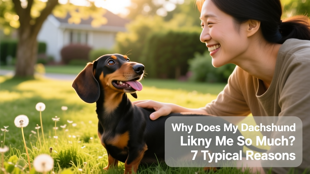 A happy dachshund and owner sharing a relaxed moment on the grass, with the dog looking up warmly