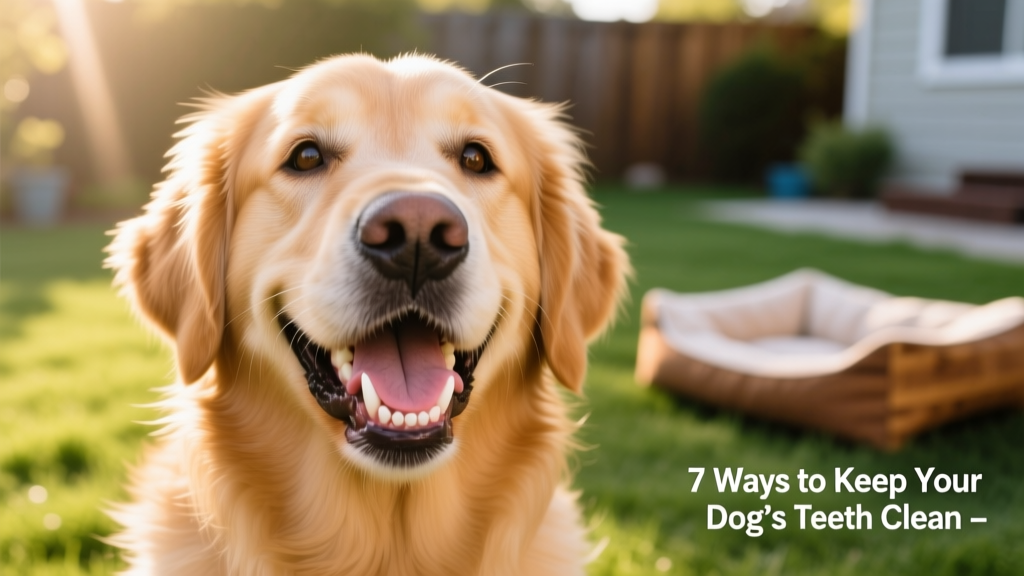 Close-up of a happy dog smiling, showing clean, white teeth