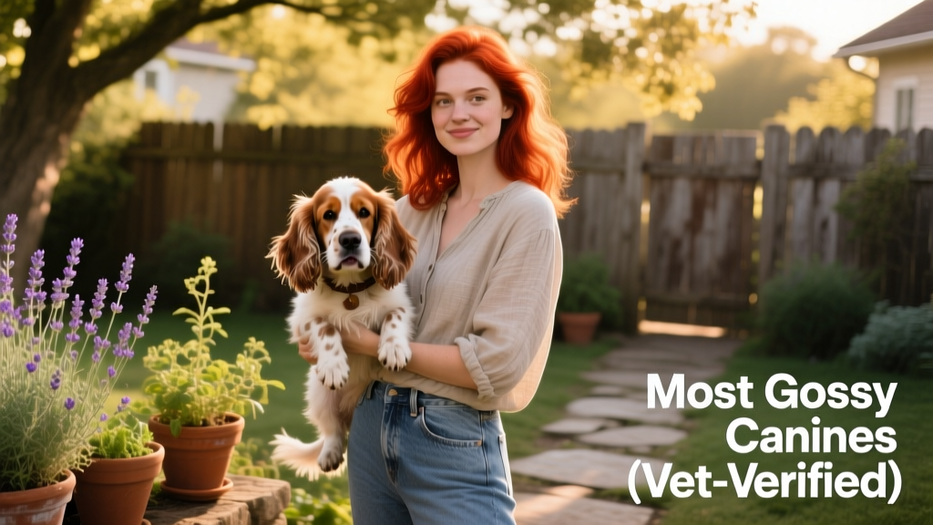 red head girl holding smelly dog