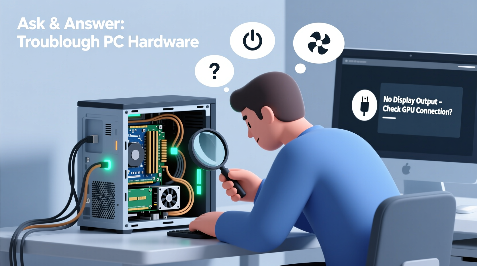 ask and answer questions about troubleshooting pc hardw