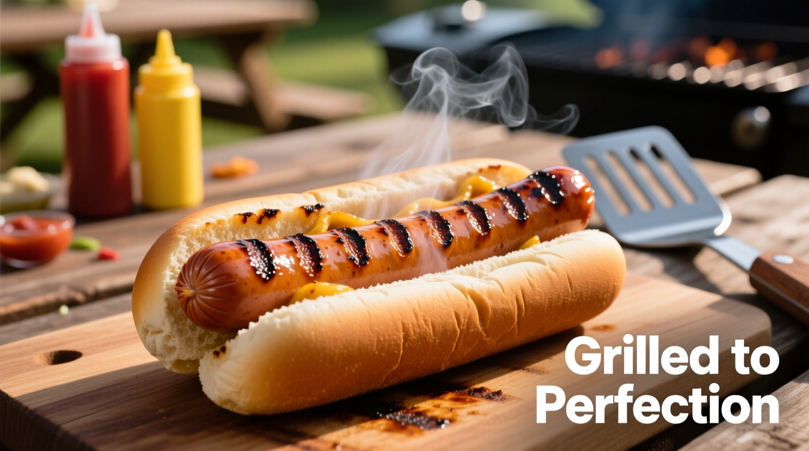 Grilled hotdogs with perfect char marks on a bun