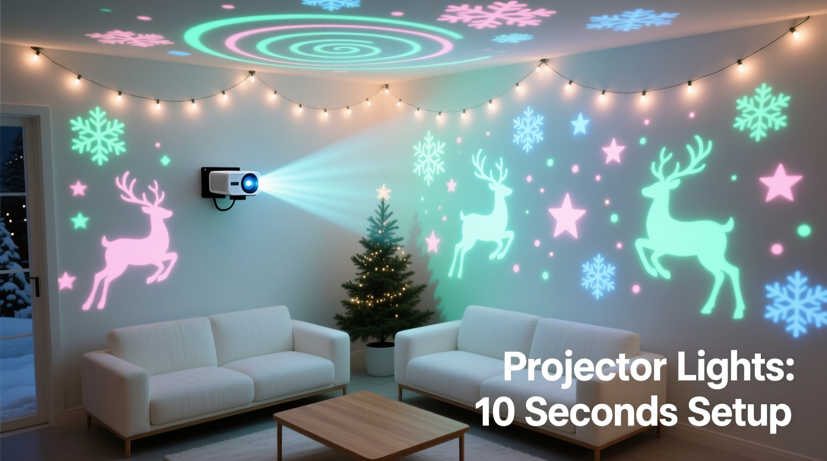 how to use projector christmas lights instead of strings for speed