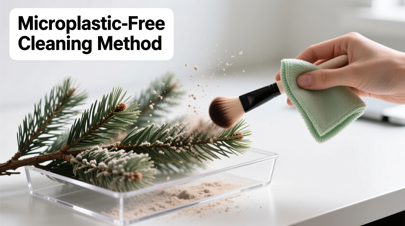 how to clean dusty artificial pine branches without shedding microplastics everywhere