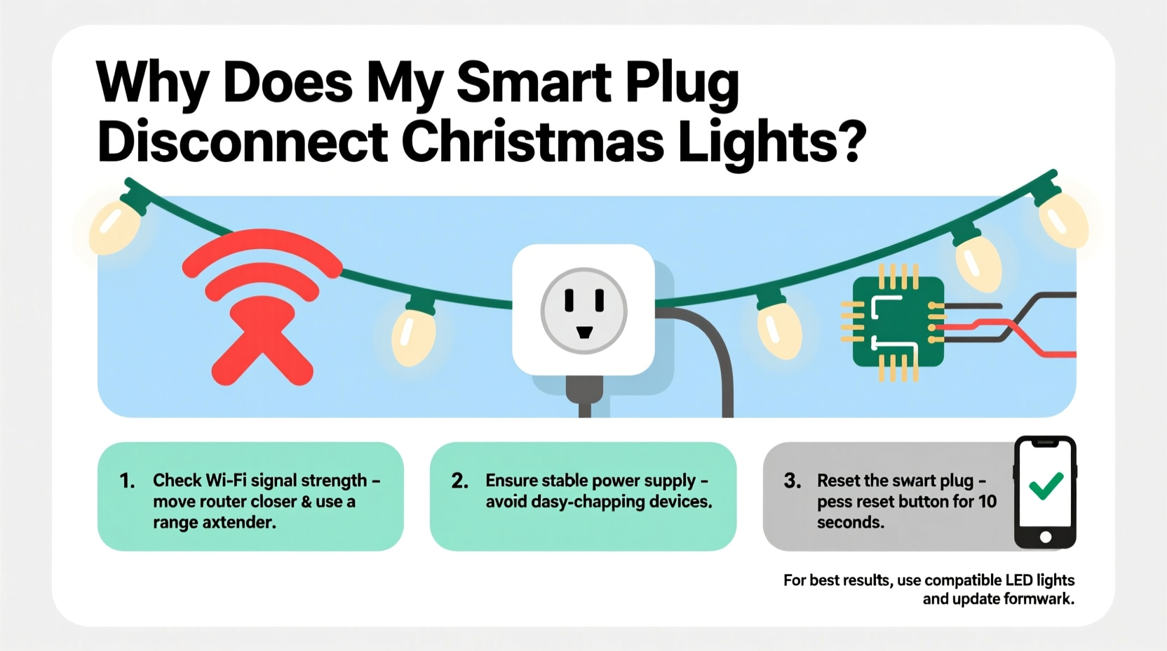 why does my smart plug disconnect christmas lights troubleshooting guide