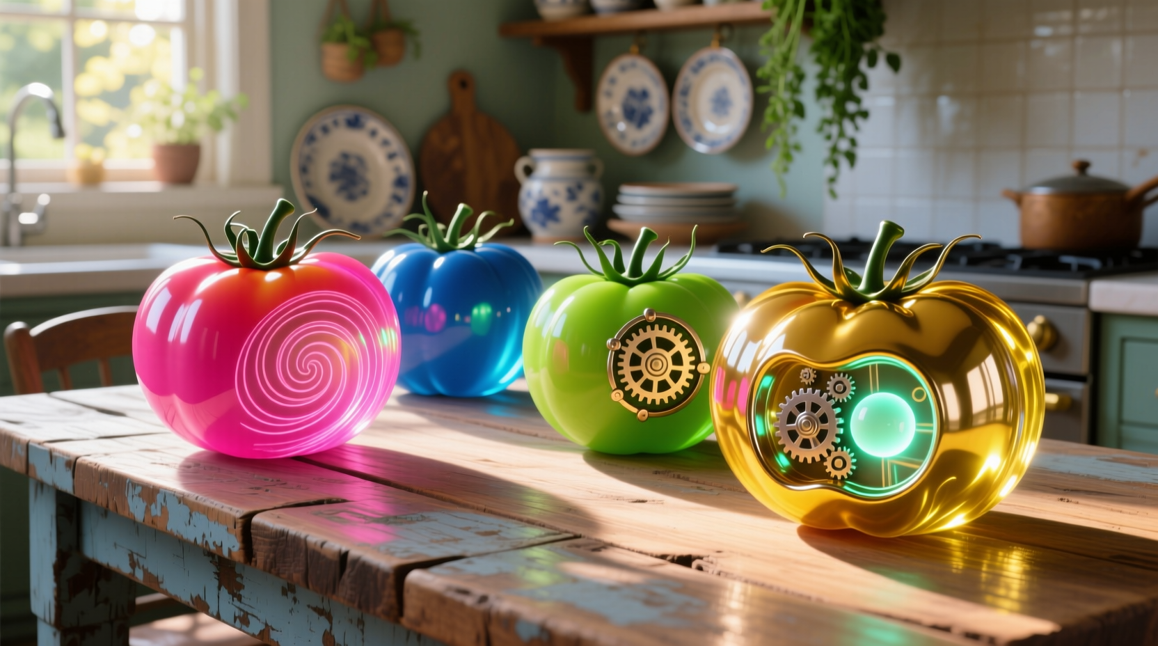 Colorful tomato alternatives on wooden table