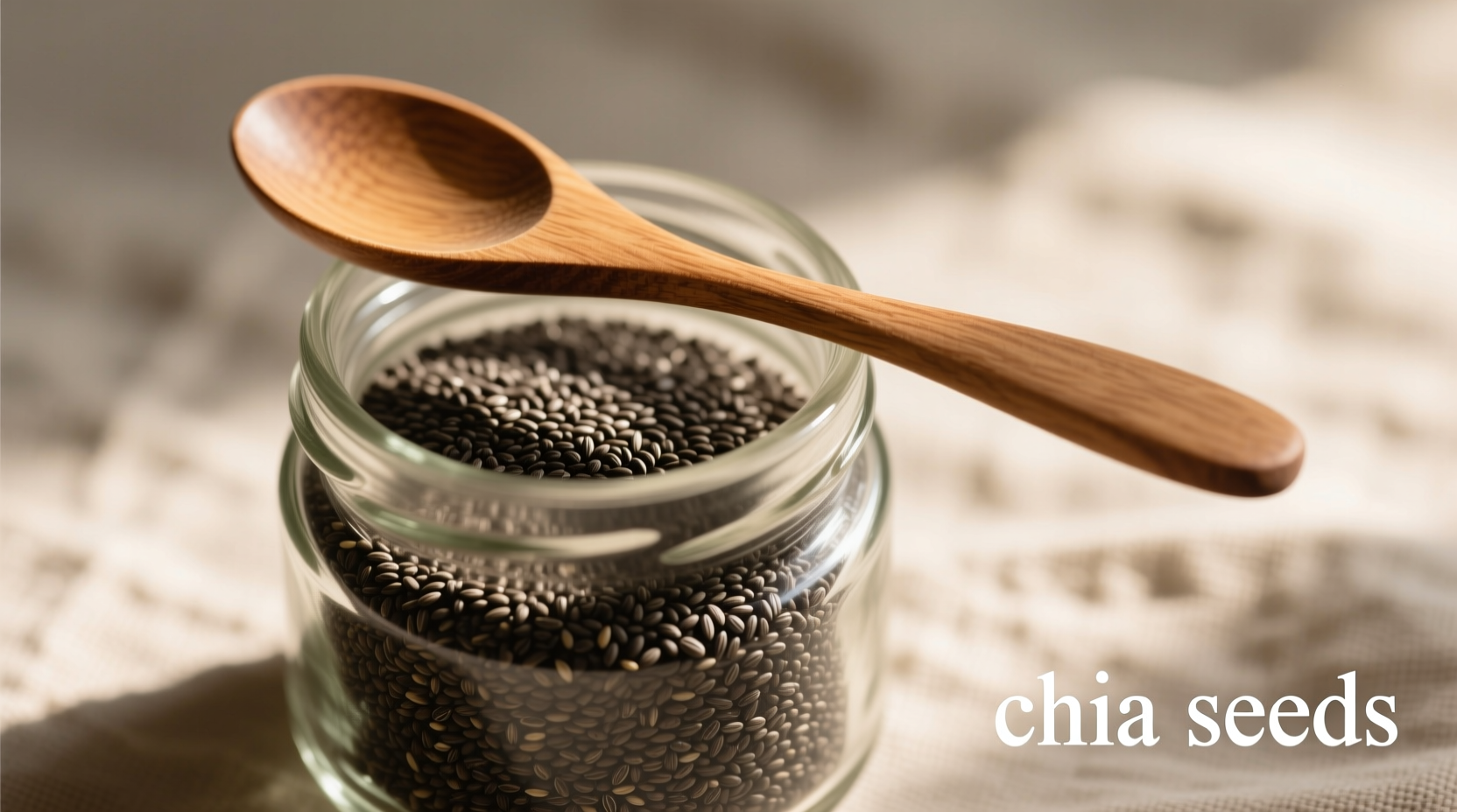 chia seeds in glass jar with spoon