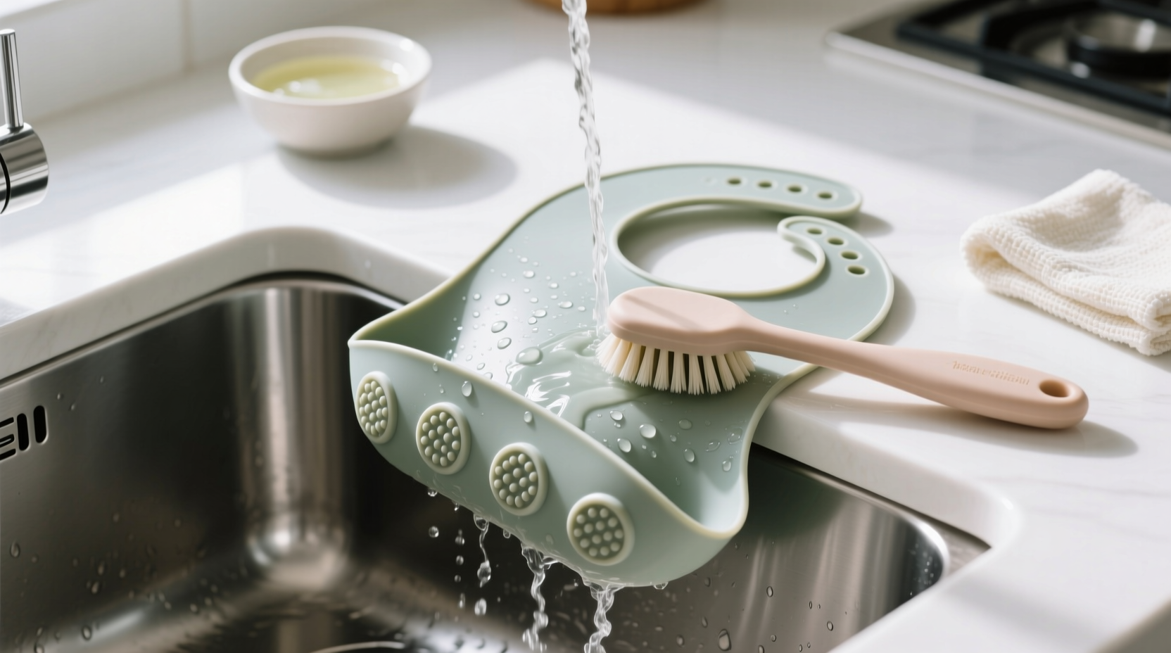 how to clean a silicone baby bib safely