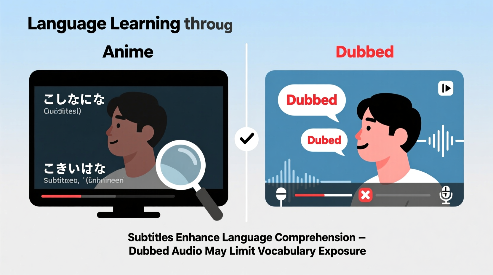 is watching anime with subtitles better for learning language than dubs