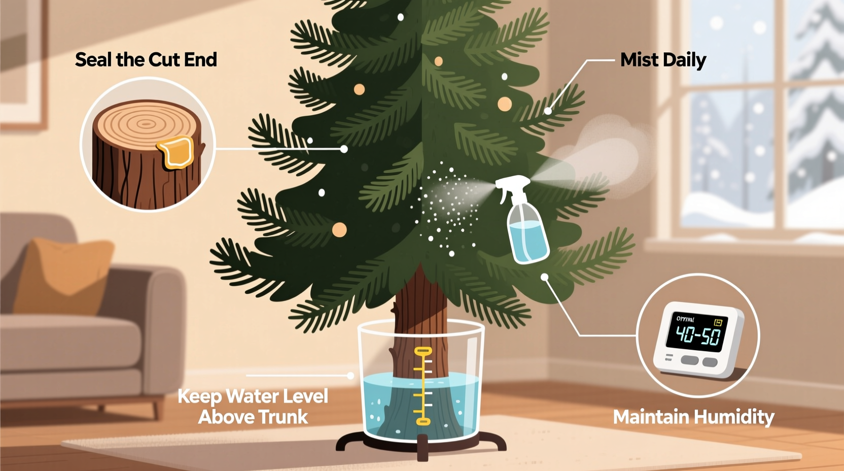 how to prevent your christmas tree from drying out too fast indoors