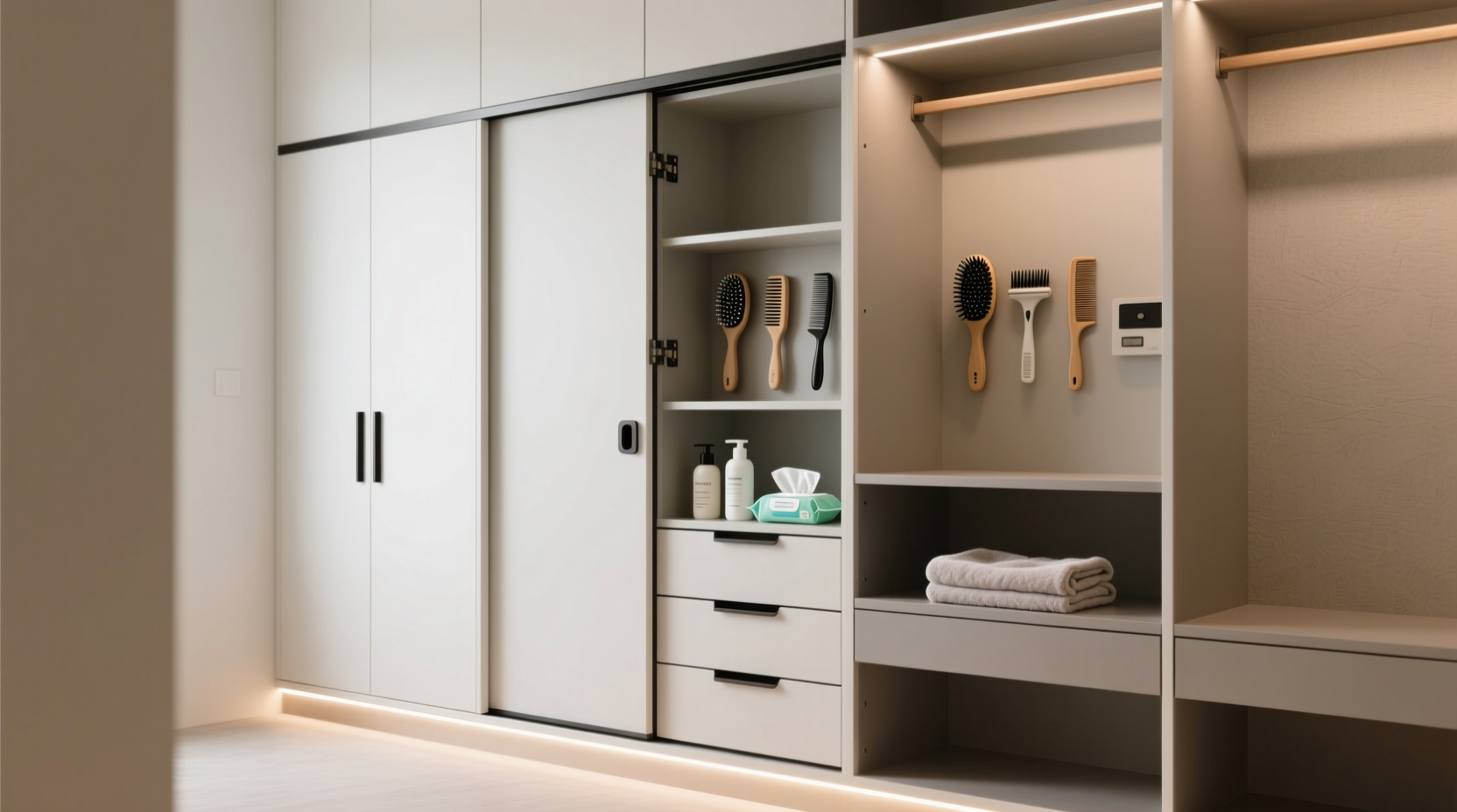 closet organization tips hide pet grooming supplies