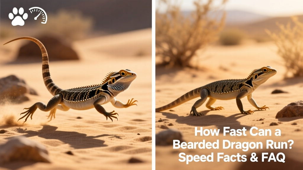 Side-by-side comparison showing a bearded dragon running versus walking, highlighting leg extension and posture differences