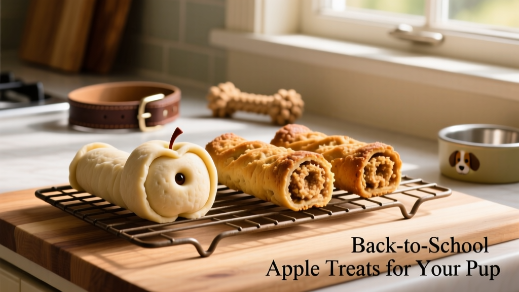 Side-by-side comparison of raw dough apples and finished baked treats on a cooling rack