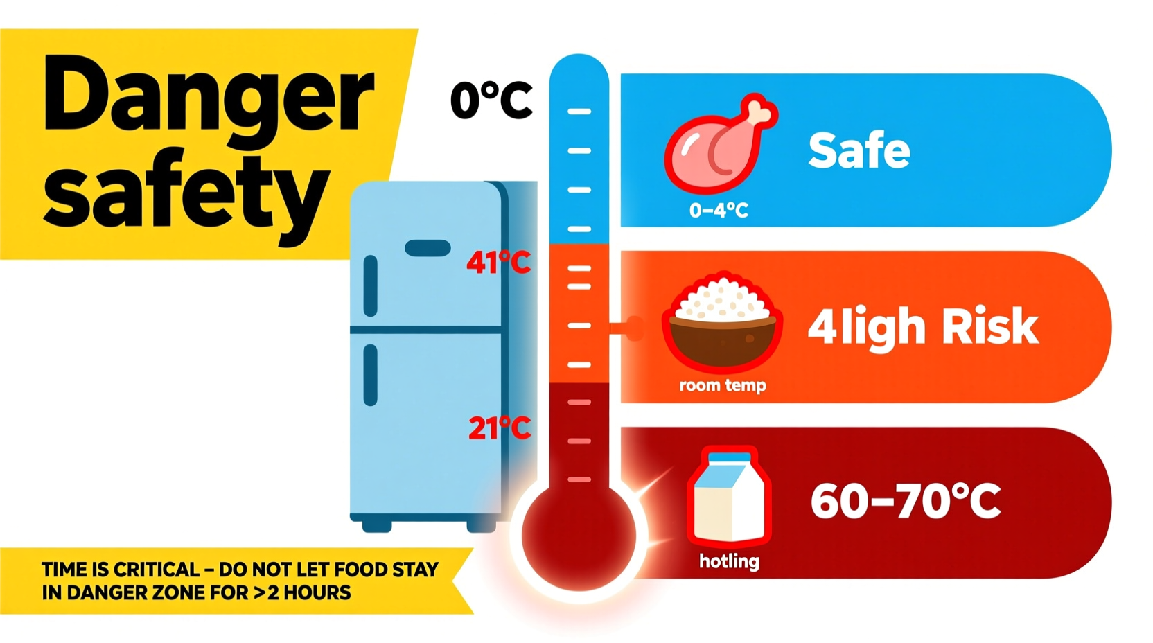 Temperature danger zone chart for food safety