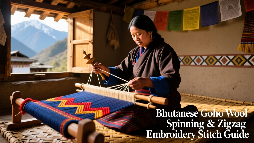 Bhutanese Goho Wool Spinning And Zigzag Embroidery Stitch Guide