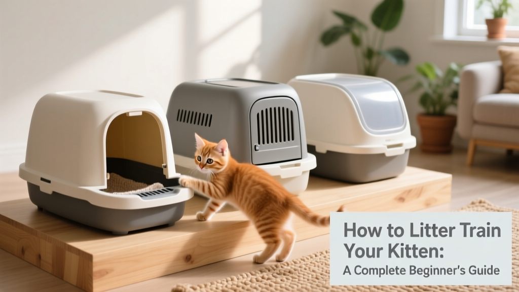 Three different FurPetVo litter boxes side by side: a low-sided tray, a covered model with a front entrance, and a top-loading unit