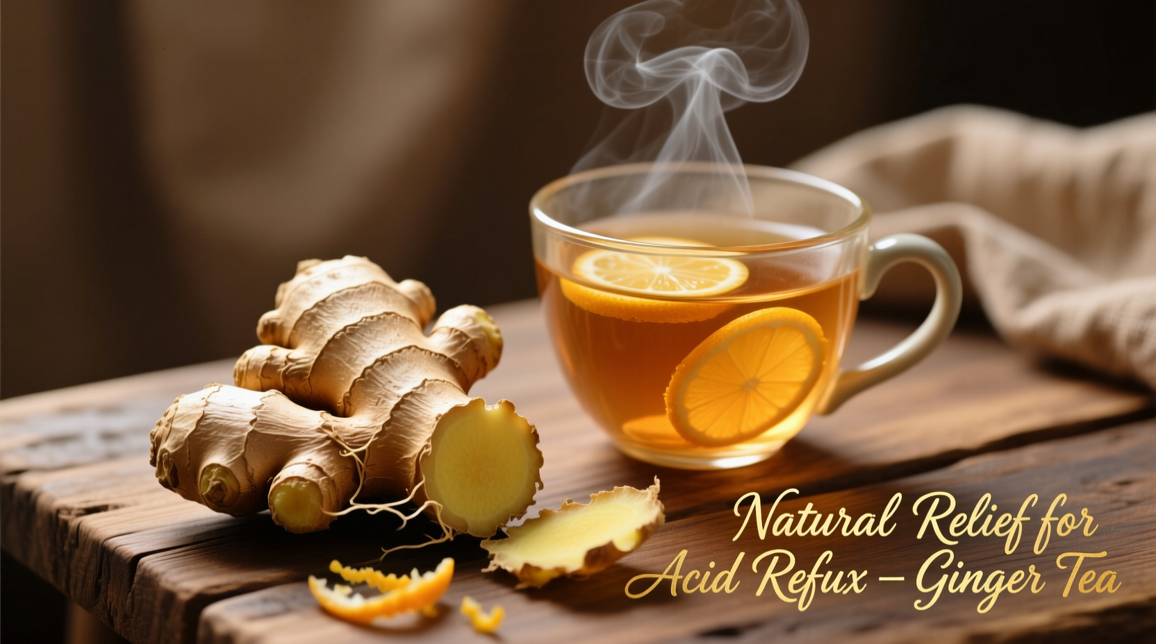 Ginger root and soothing ginger tea for acid reflux relief