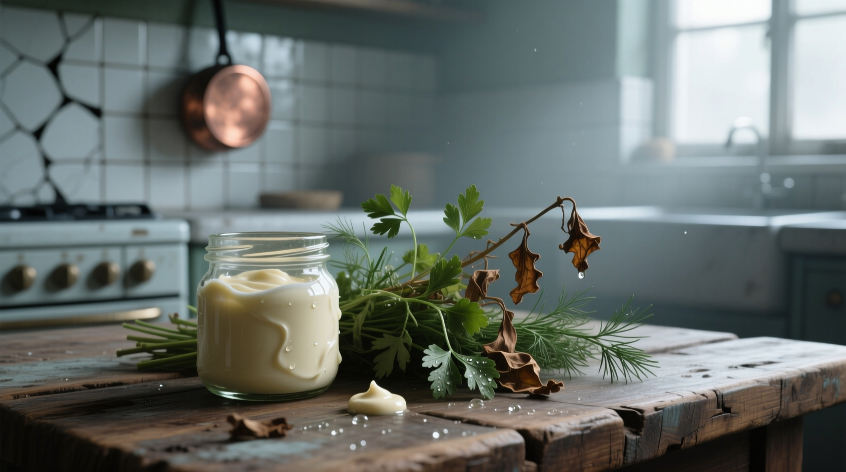 flavor your mayo with sad wilted herbs
