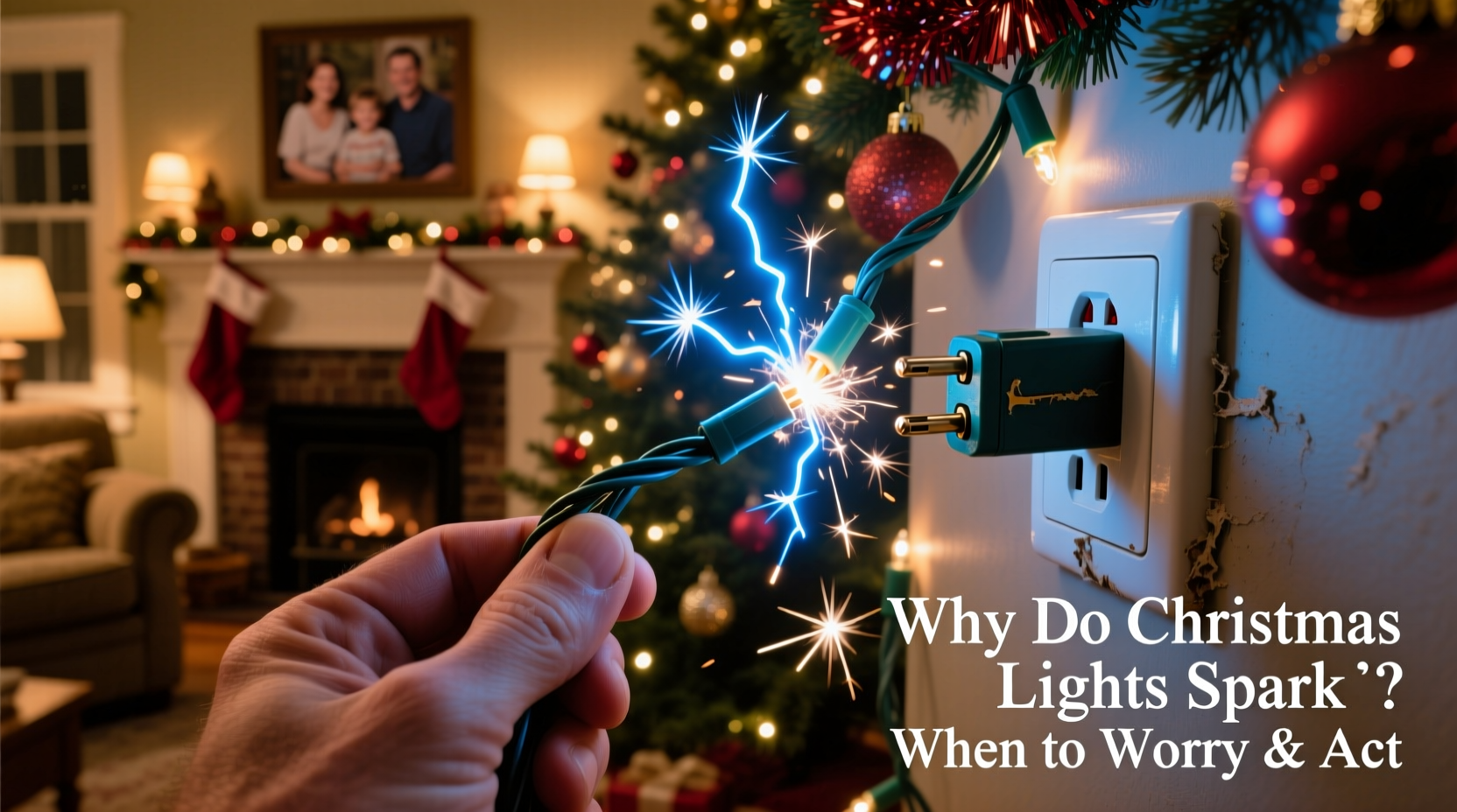 why do christmas lights spark when plugged in when to worry and act