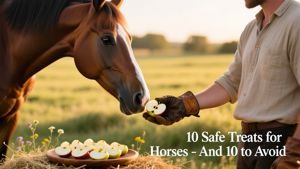 A horse enjoying crisp apple slices from a handler's hand