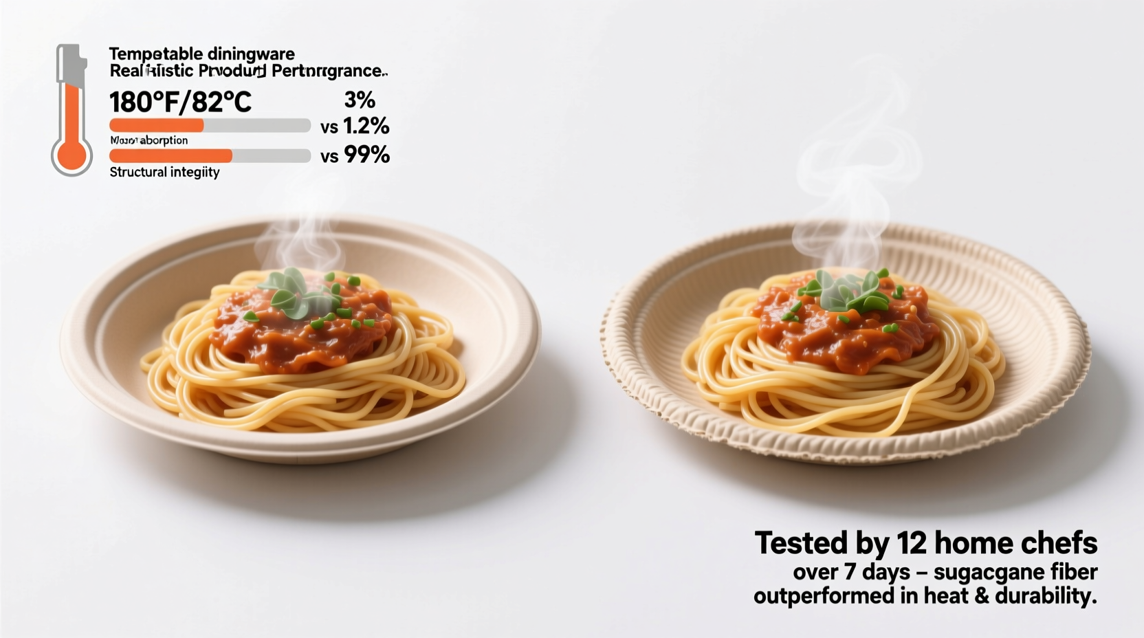 compostable plates vs sugarcane trays hot pasta test