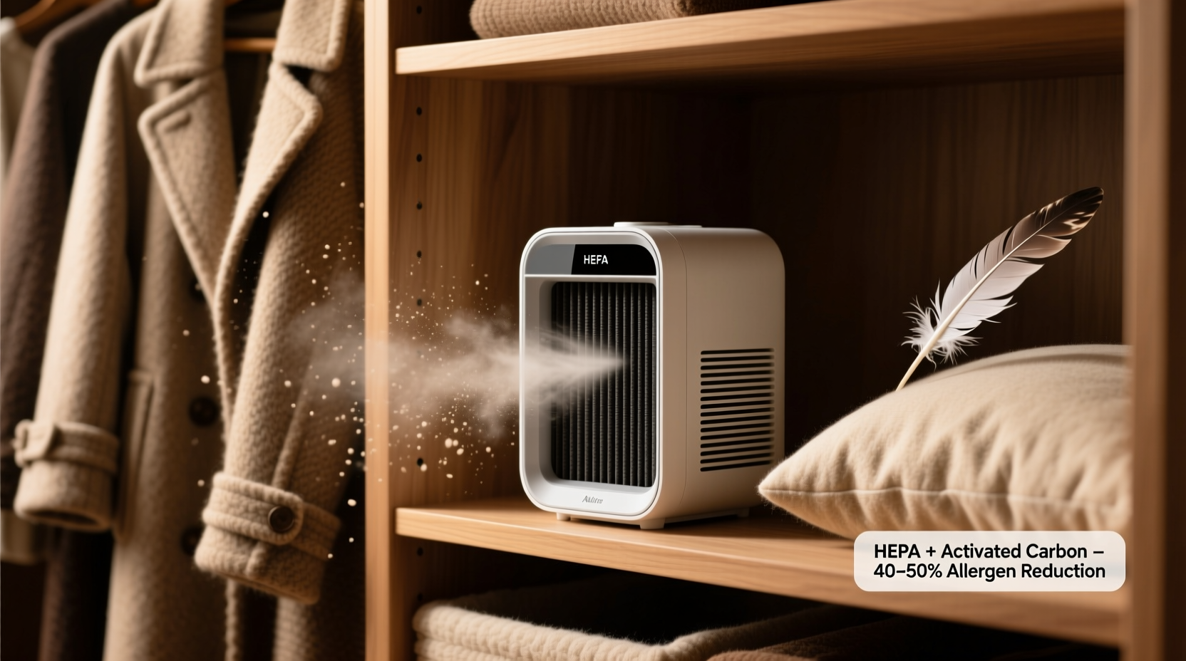 closet air purifier for wool down allergies