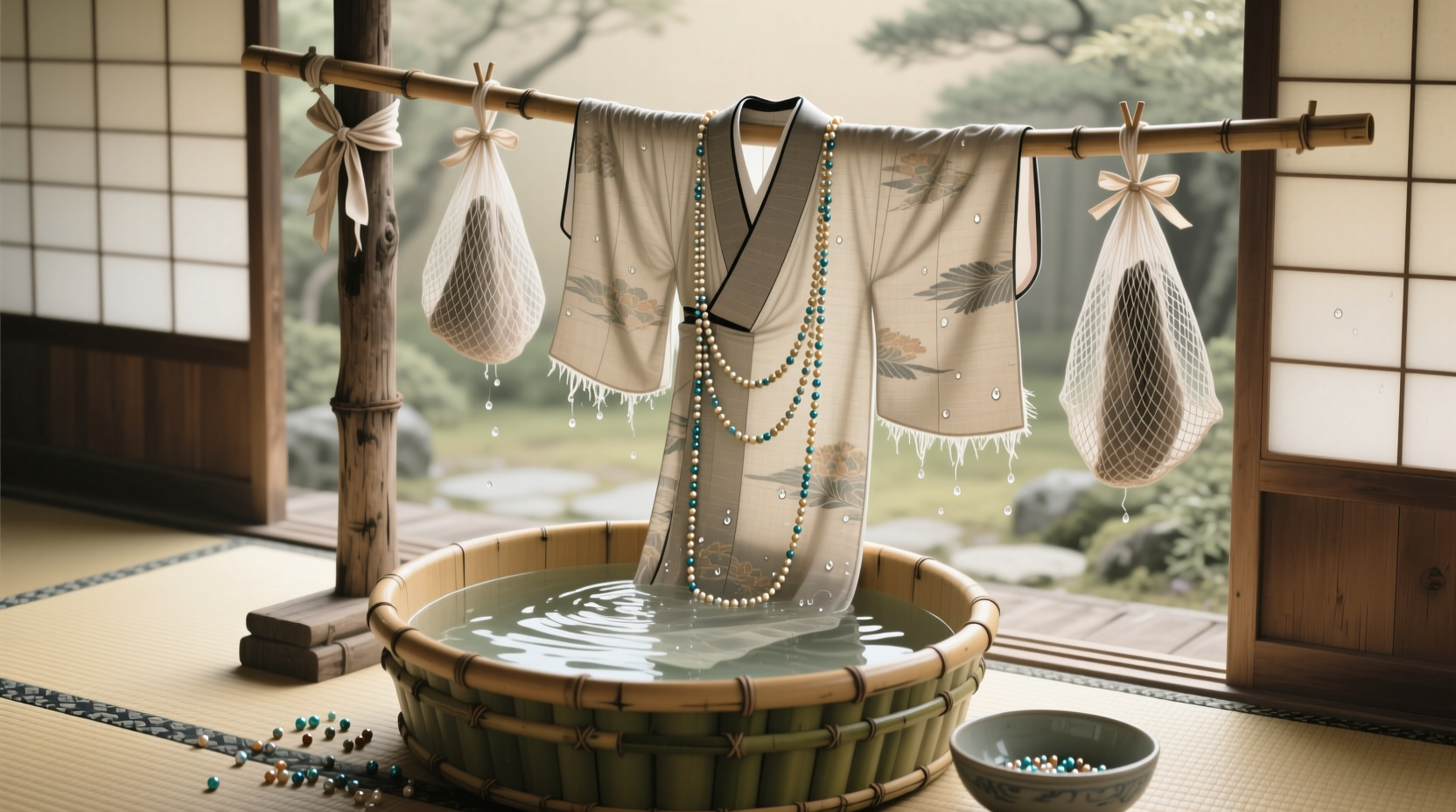 how to wash a beaded kimono robe safely