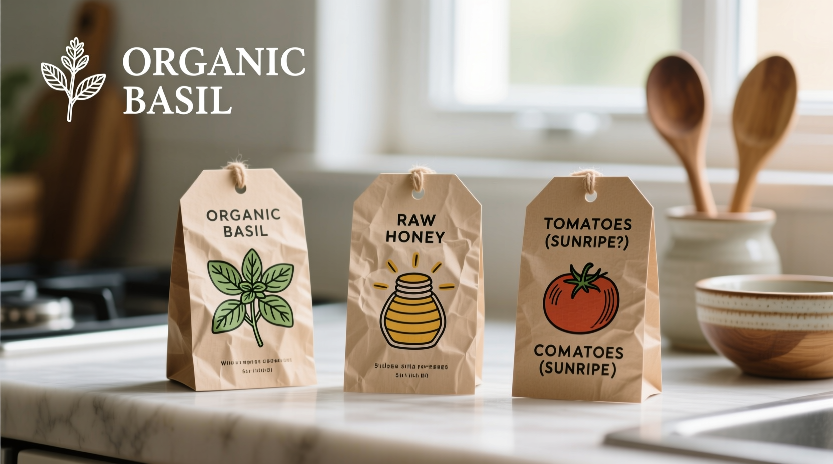 Food ingredient labels showing natural components