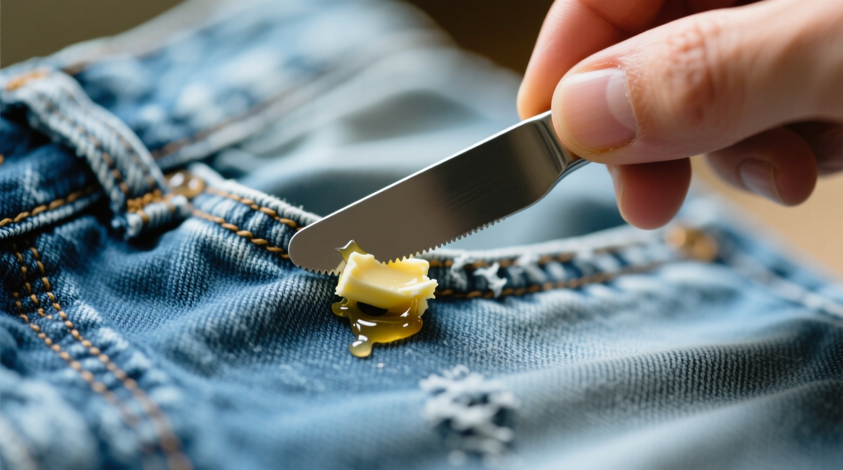 how to remove gum from denim without freezing