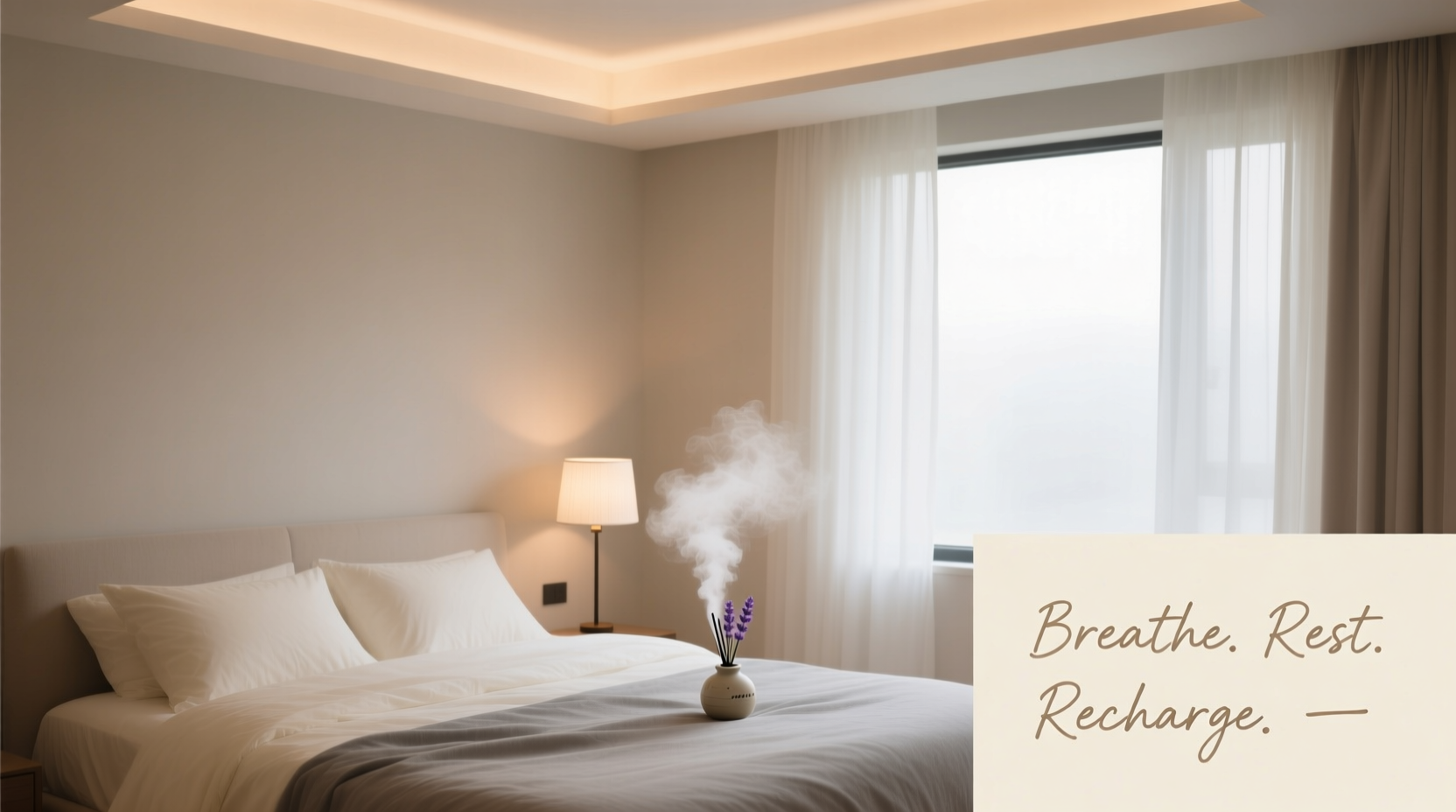 how to create a calming bedroom vibe with lighting and scent alone