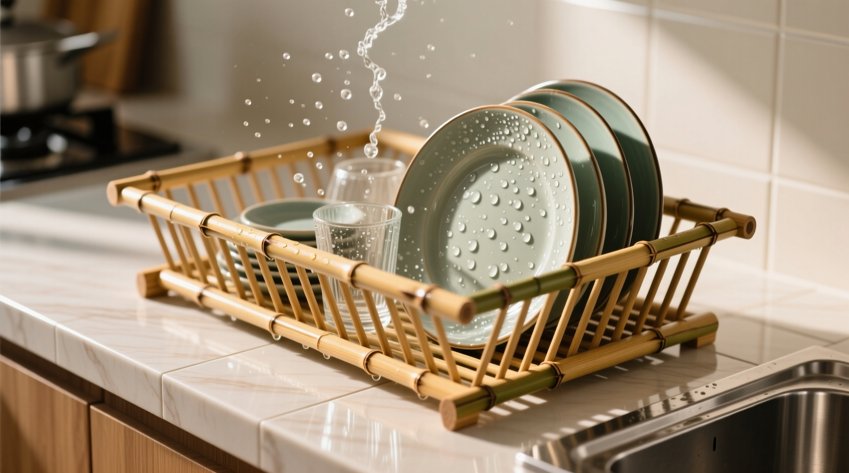 bamboo vs stainless dish racks drying speed facts