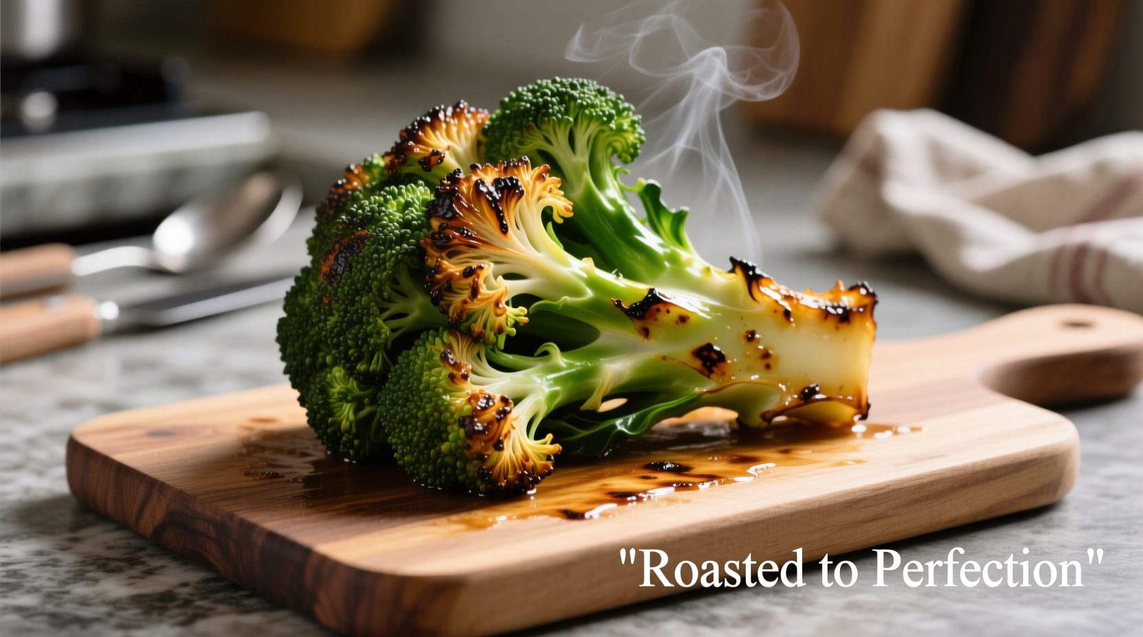 Perfectly roasted broccolette with caramelized edges