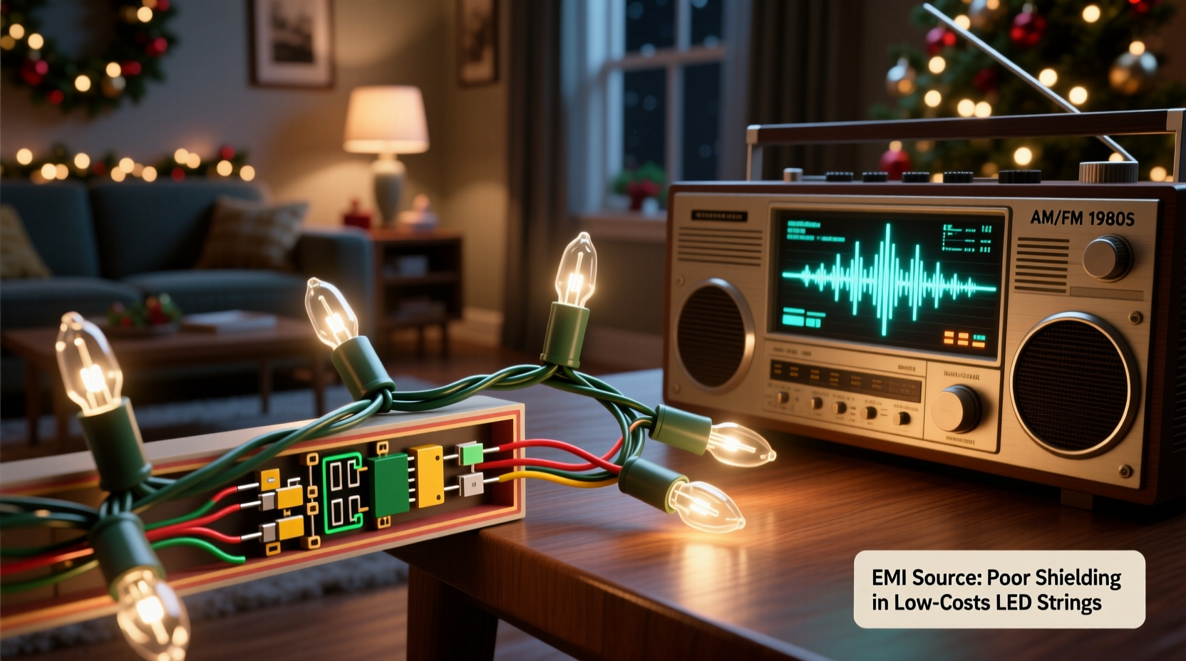 why do some christmas lights interfere with radio signals finding the source