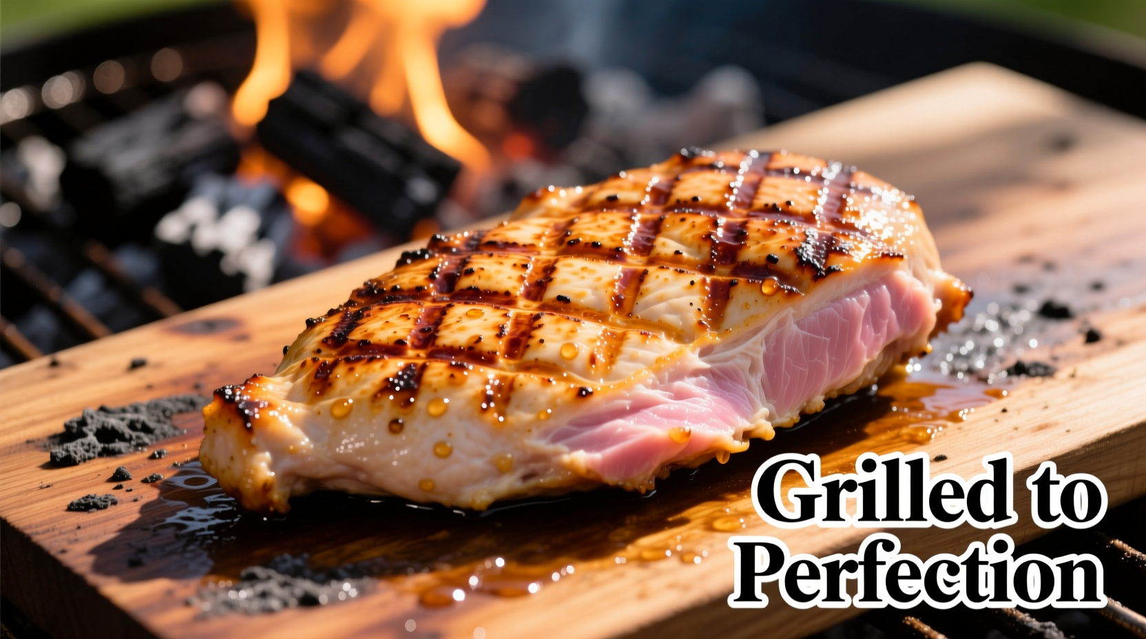 Perfectly grilled chicken breast with sear marks on BBQ
