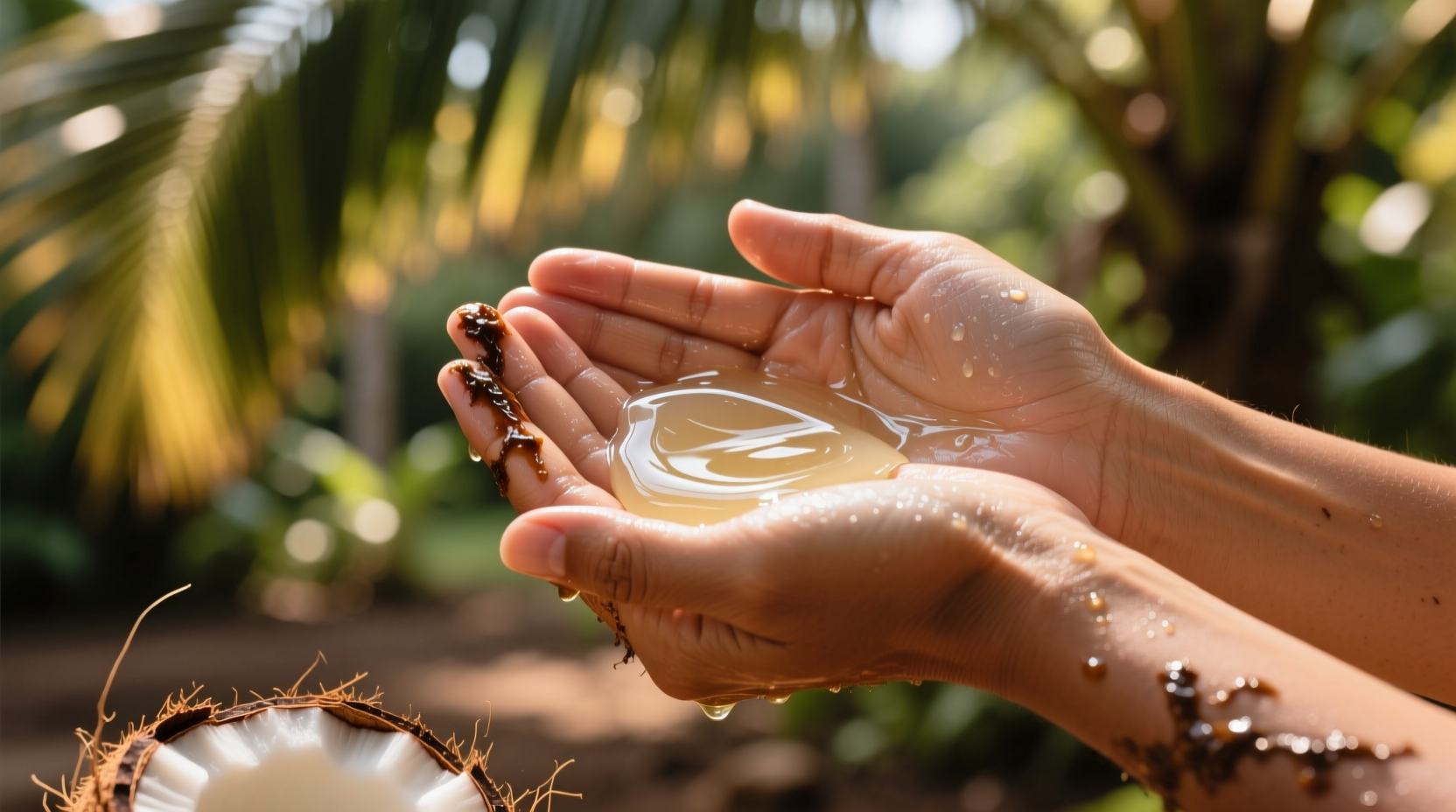 remove tree sap from your hands with coconut oil and sa