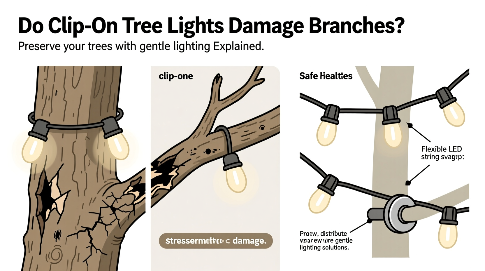 do clip on tree lights damage branches and what to use instead