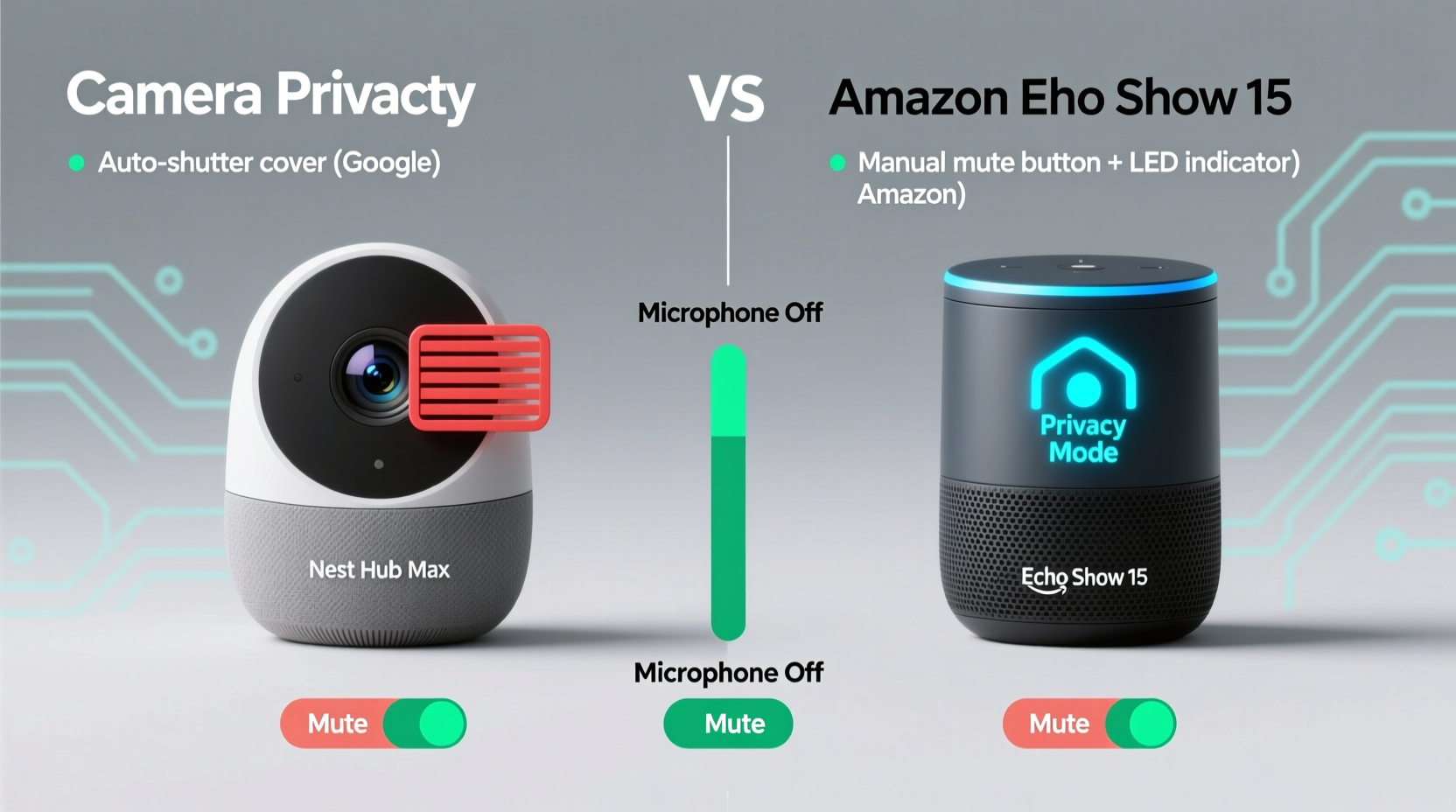 google nest hub max vs amazon echo show 15 which smart display protects privacy better