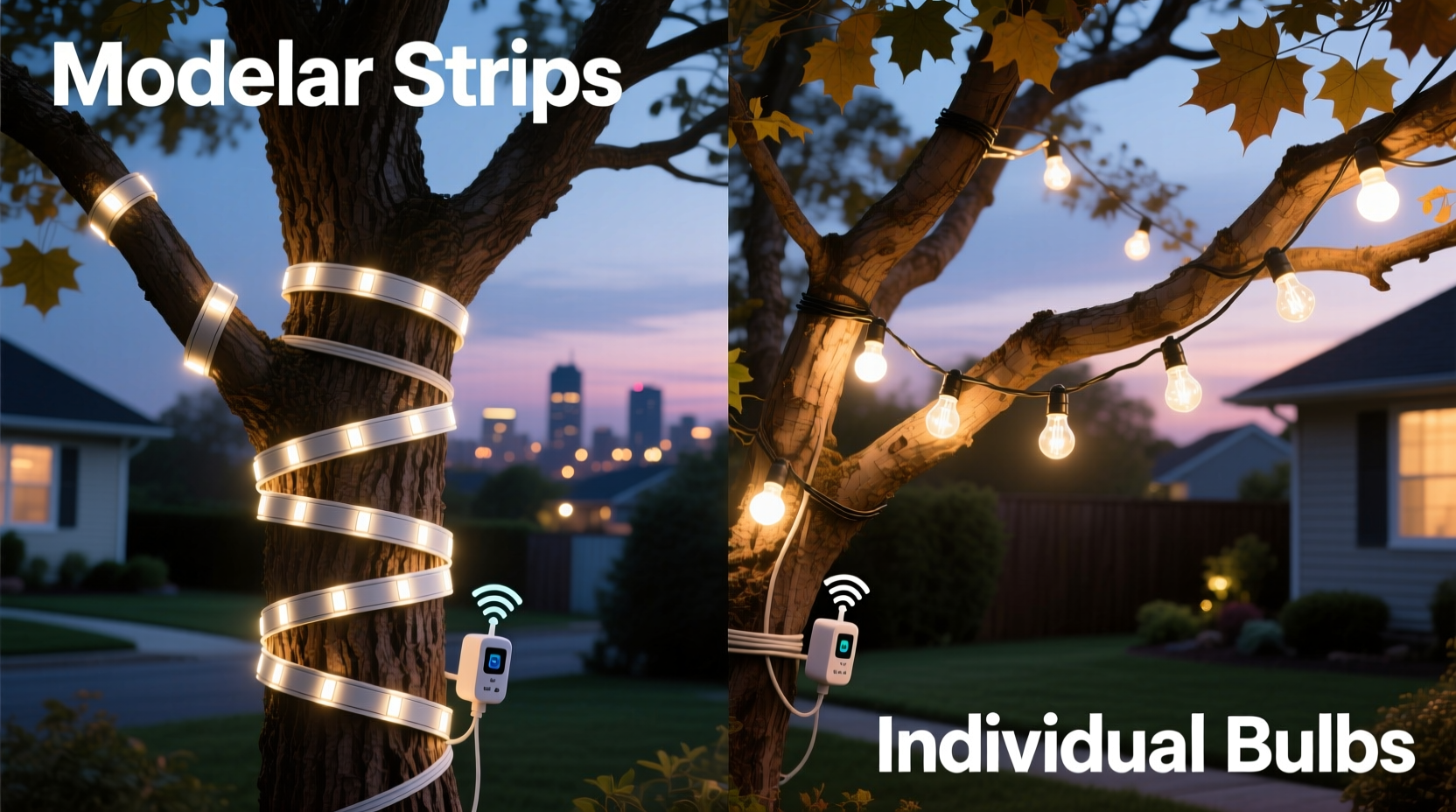 modular light strips vs individual bulb strings for customizing tree light density