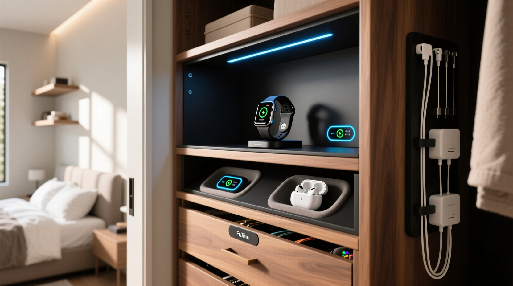 closet organizer with charging station