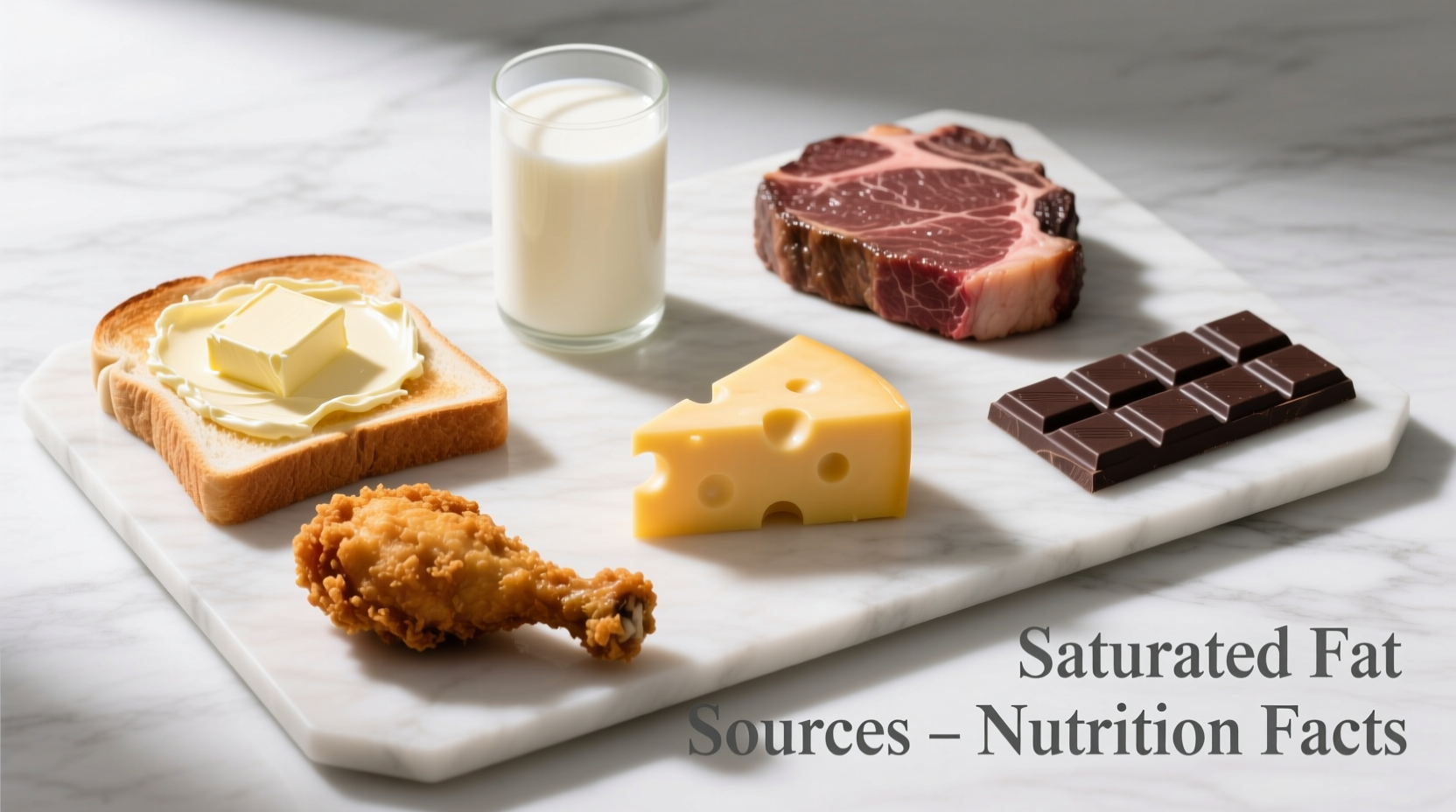 Common foods high in saturated fat arranged visually