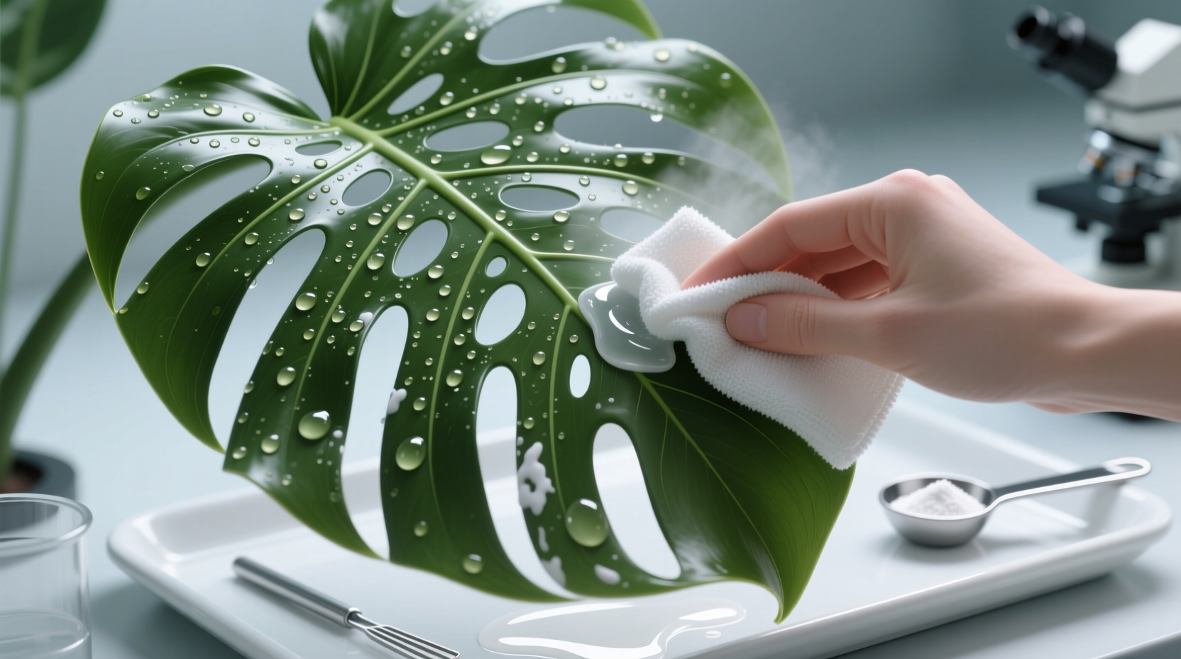 how to wash monstera leaves safely with baking soda