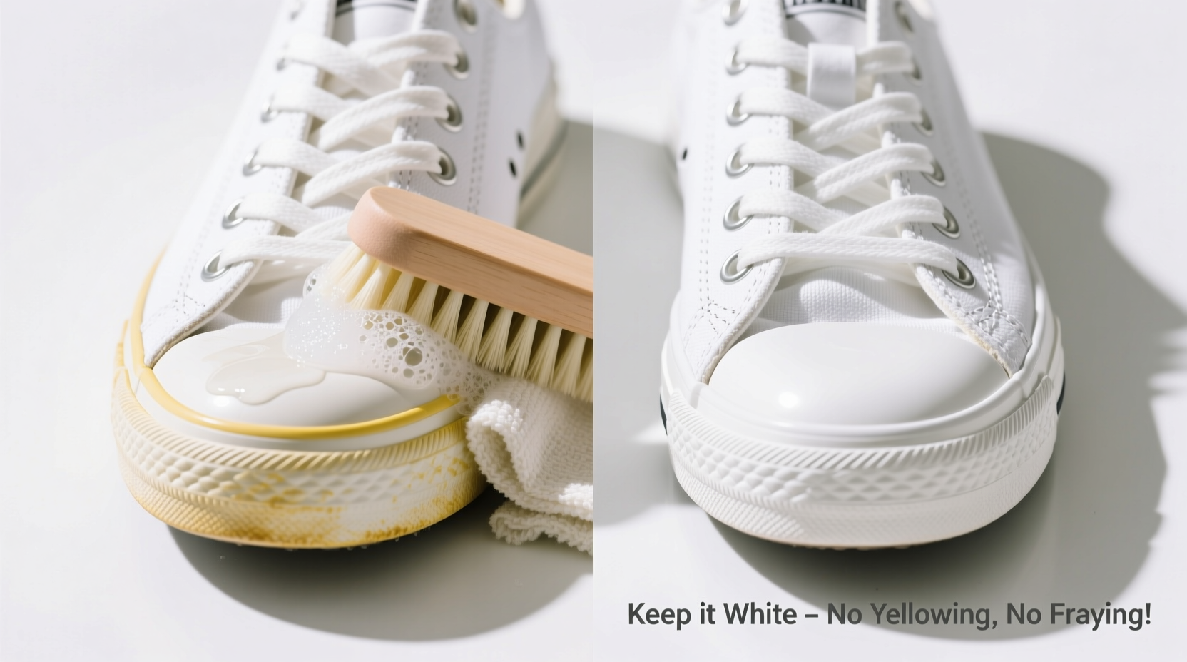 how to clean white canvas shoes without yellowing or fraying edges
