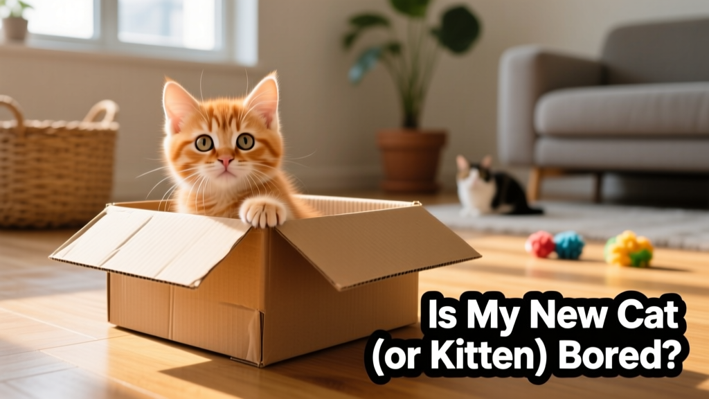 A curious kitten peering out from inside a cardboard box