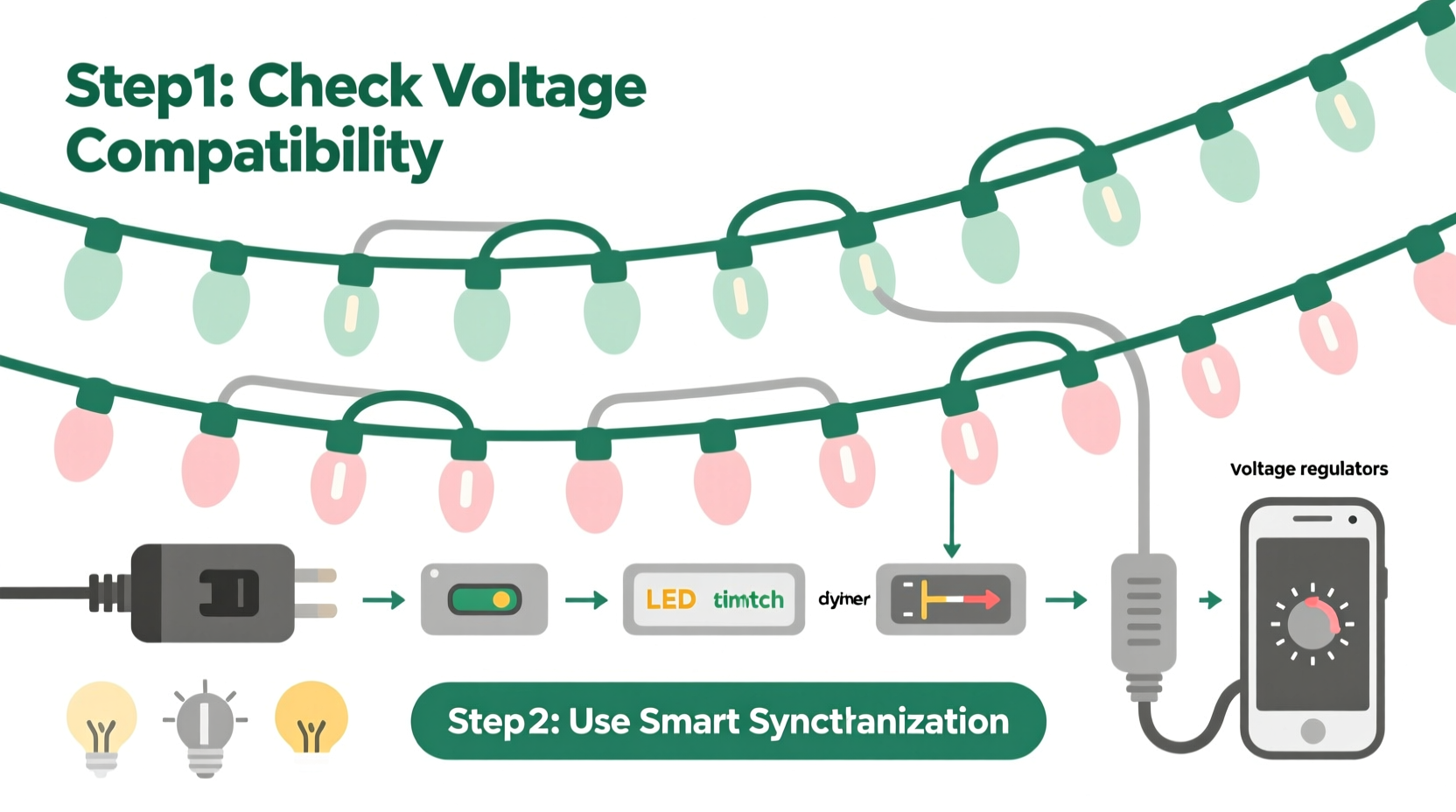 how to coordinate christmas light brightness across multiple strands